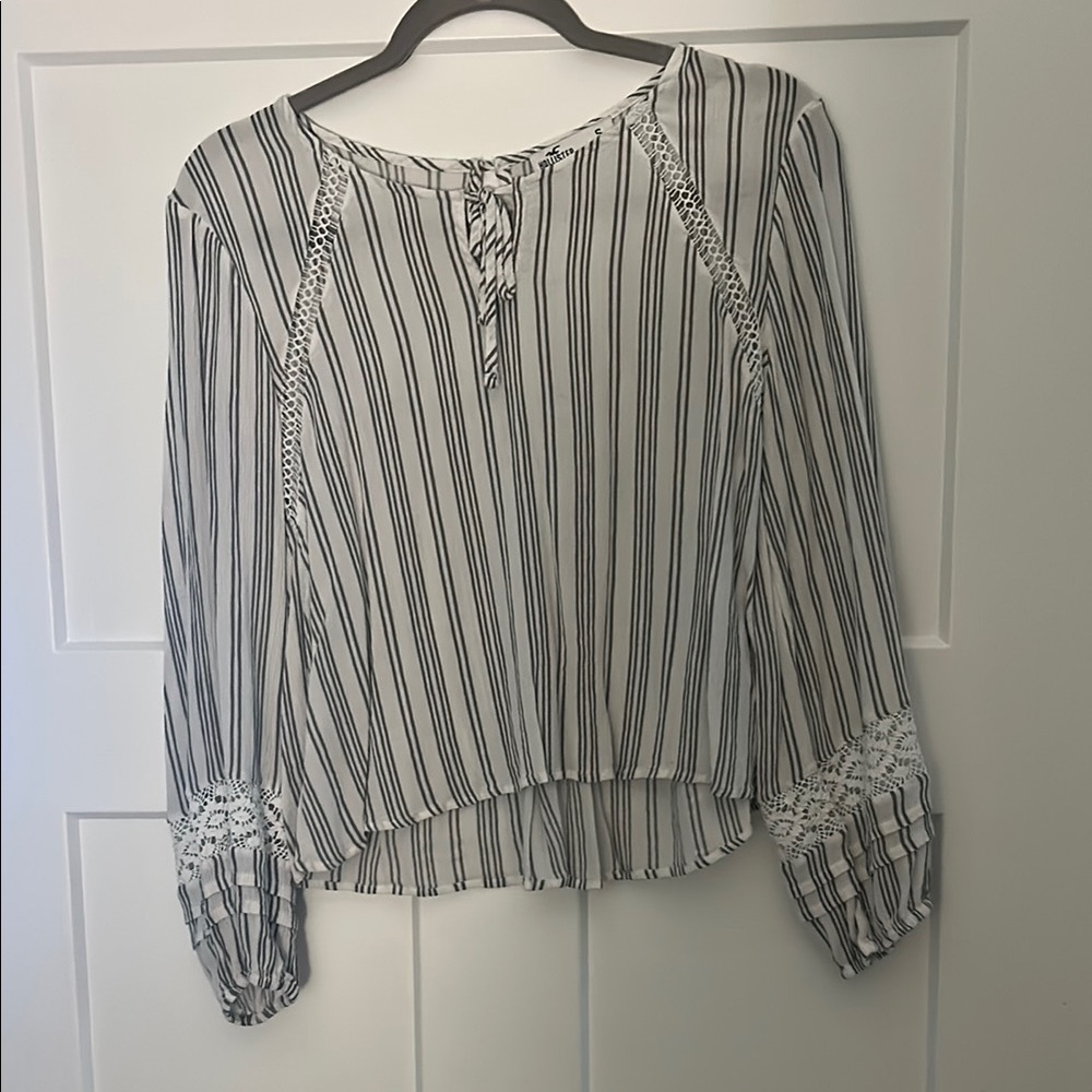 Striped Hollister Black and White Women's Top